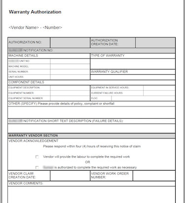SR Supplier Recovery Authorization Form SAP
