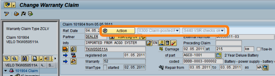 Example of two matrix shown on SAP GUI