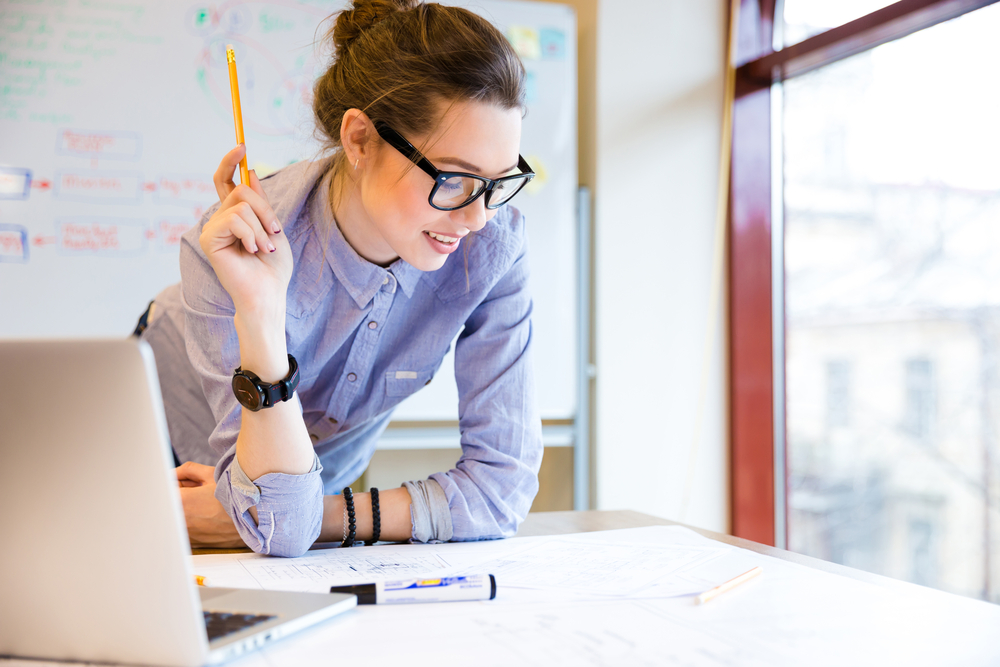 Business woman reviewing contract